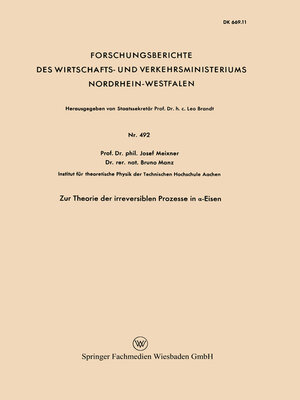 cover image of Zur Theorie der irreversiblen Prozesse in α-Eisen